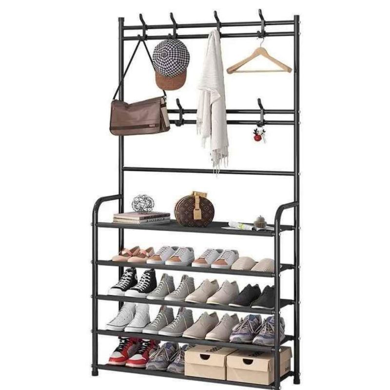 GENERICO - ZAPATERO MULTIFUNCIONAL 80X26X170 CM NEGRO