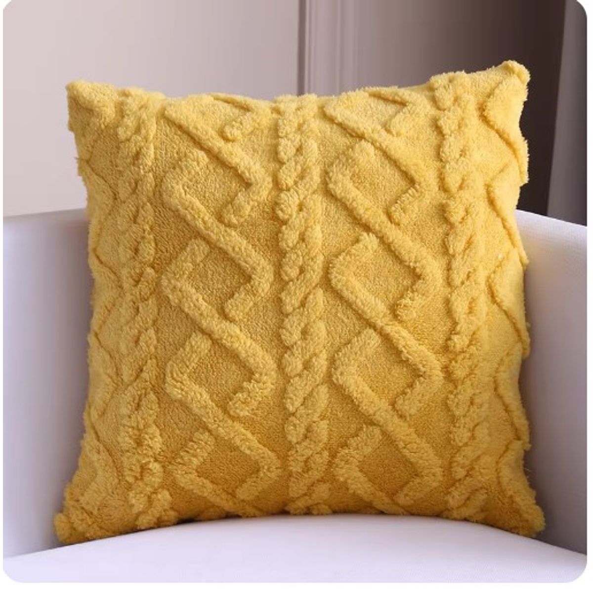 GENERICO - Pack 2 Funda Para Cojín Felpa 45x45 Amarillo