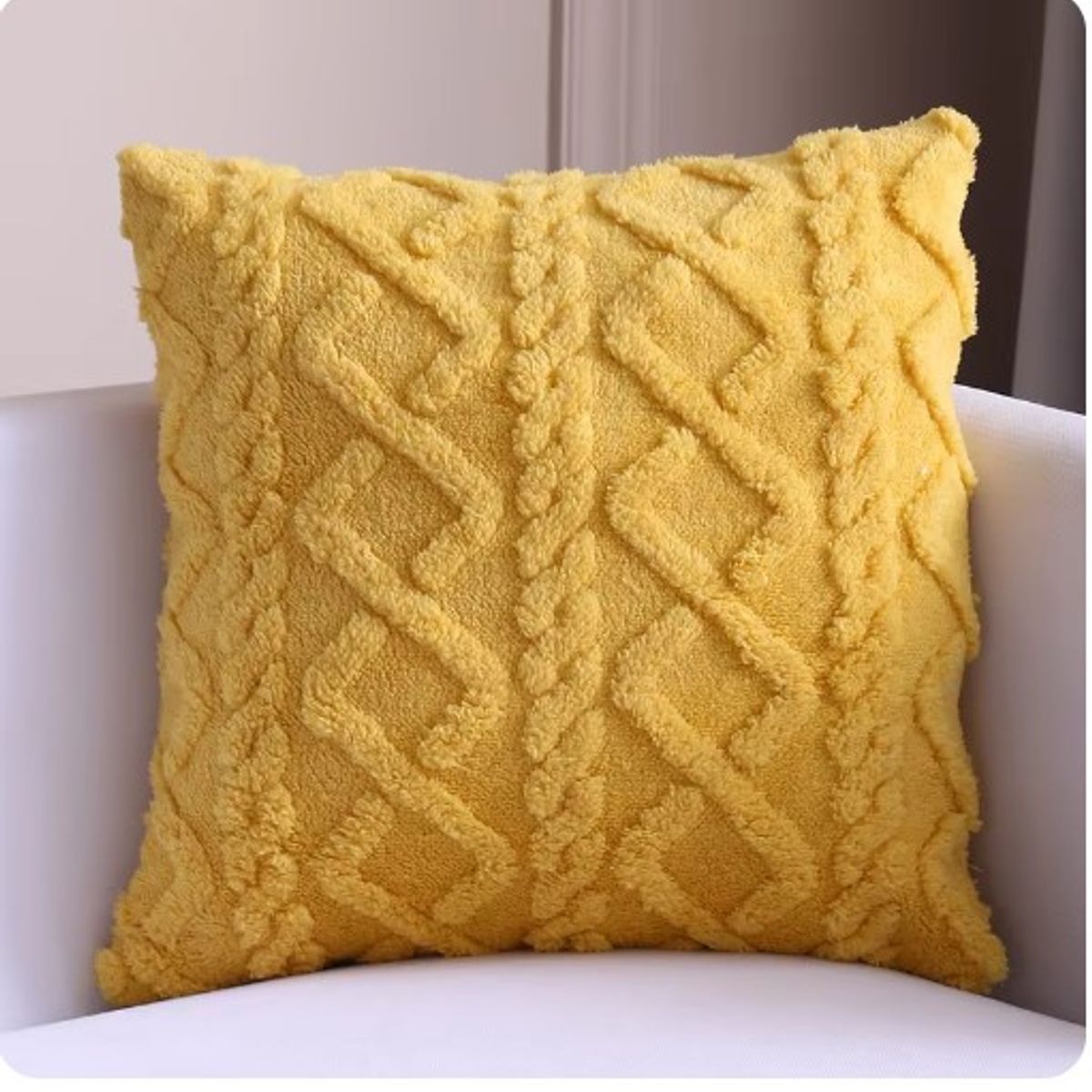 GENERICO - Pack 6 Funda Para Cojín Felpa 45x45 Amarillo