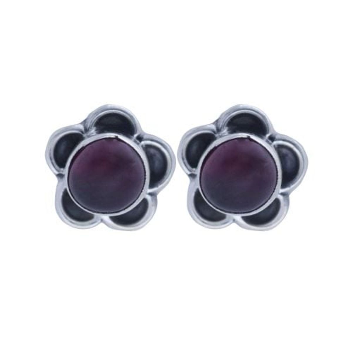 ALUNA JOYAS - Aros Plata Mujer Granate