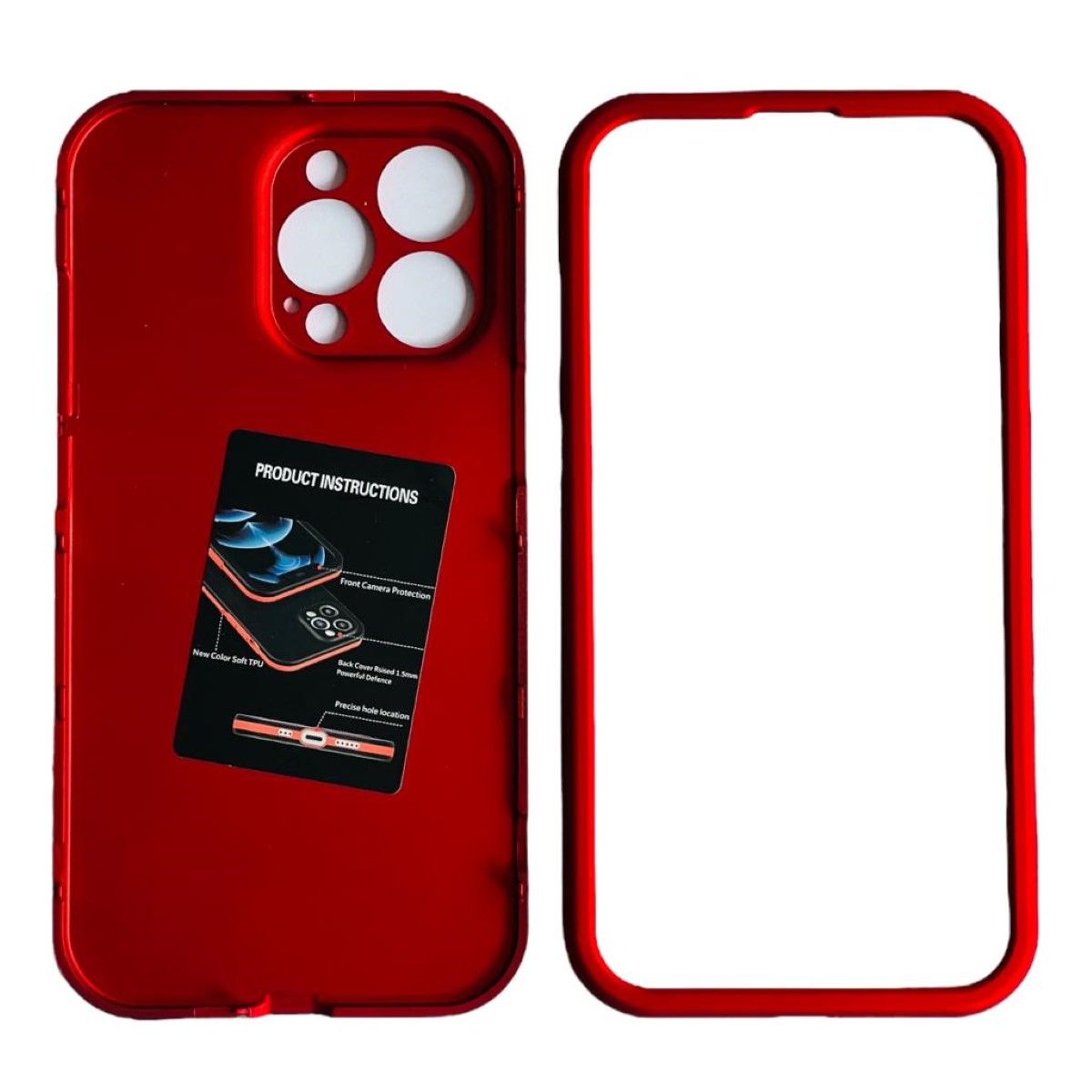 GENERICO - Carcasa 360 Grados Para iPhone 13 Pro Antigolpe Rojo