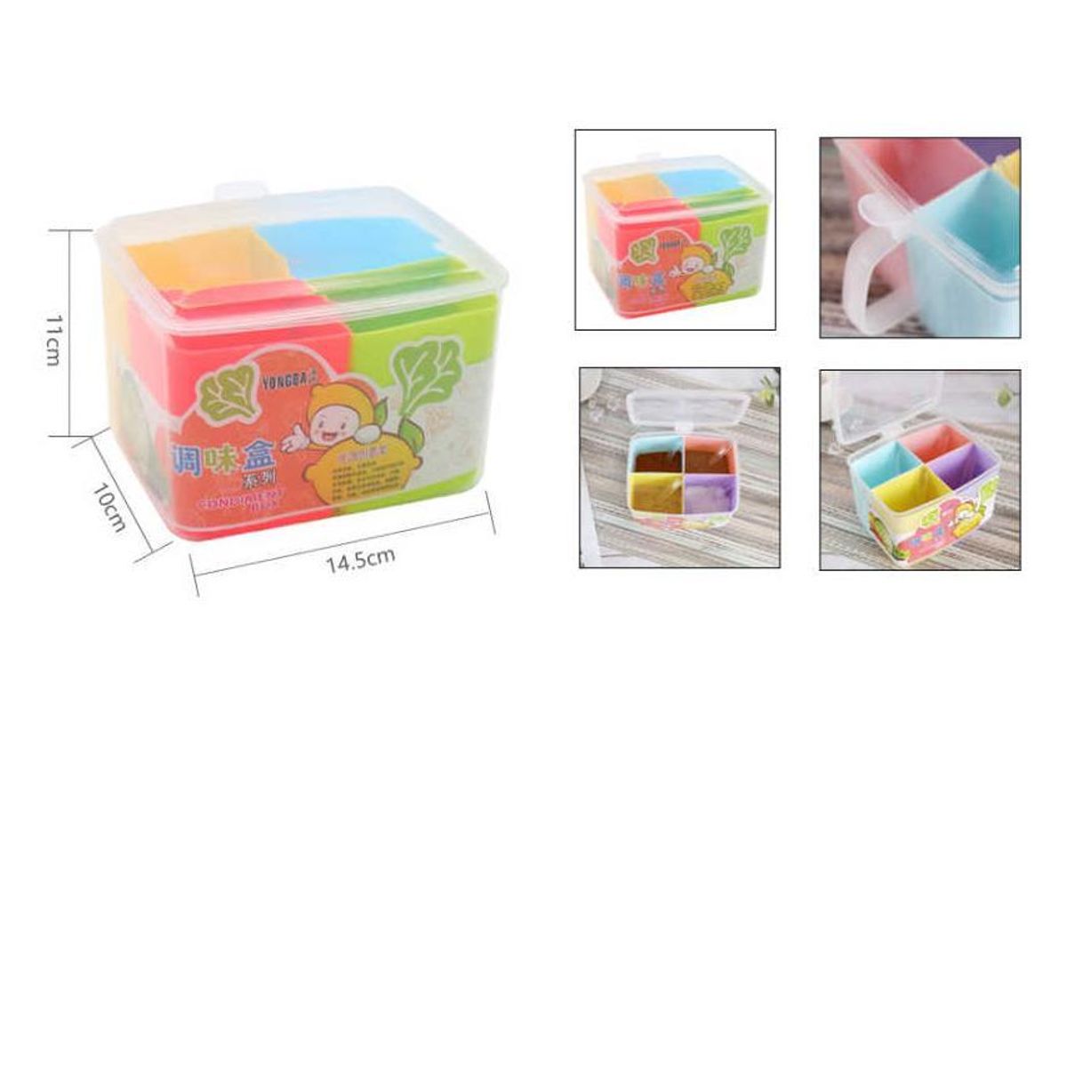 GENERICO - Especiero condimentos cuadrada de 4 compartimentos