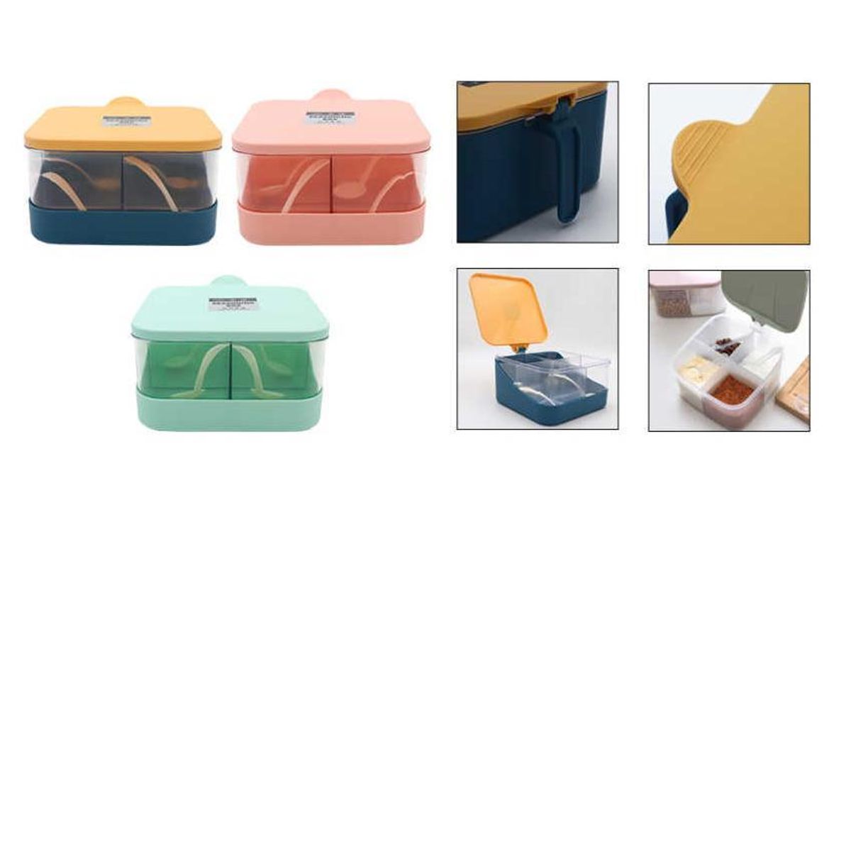 GENERICO - Eapeciero Condimentos Cuadrado Transparente de 4 Compartimentos