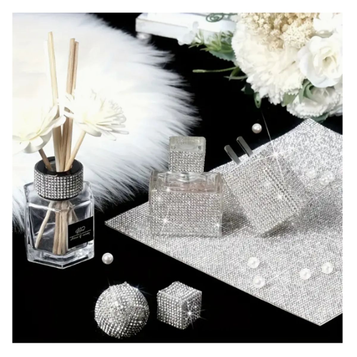 GENERICO - Pegatinas  Autoadhesiva Decorativas De Diamante Plateado