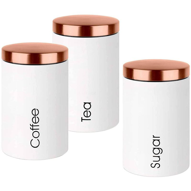 WAKESHOME - Pack X3 Frasco Hermético Blanco Contenedor Cocina Azucar Café Te