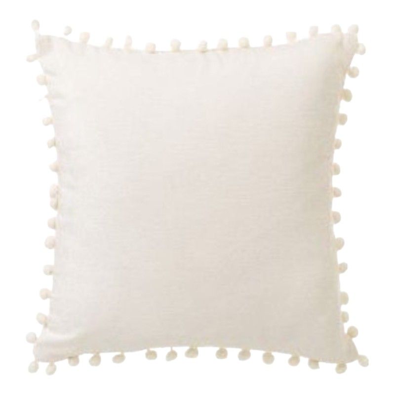 GENERICO - Pack 4 Funda Para Cojín Pompones 45x45 Blanco