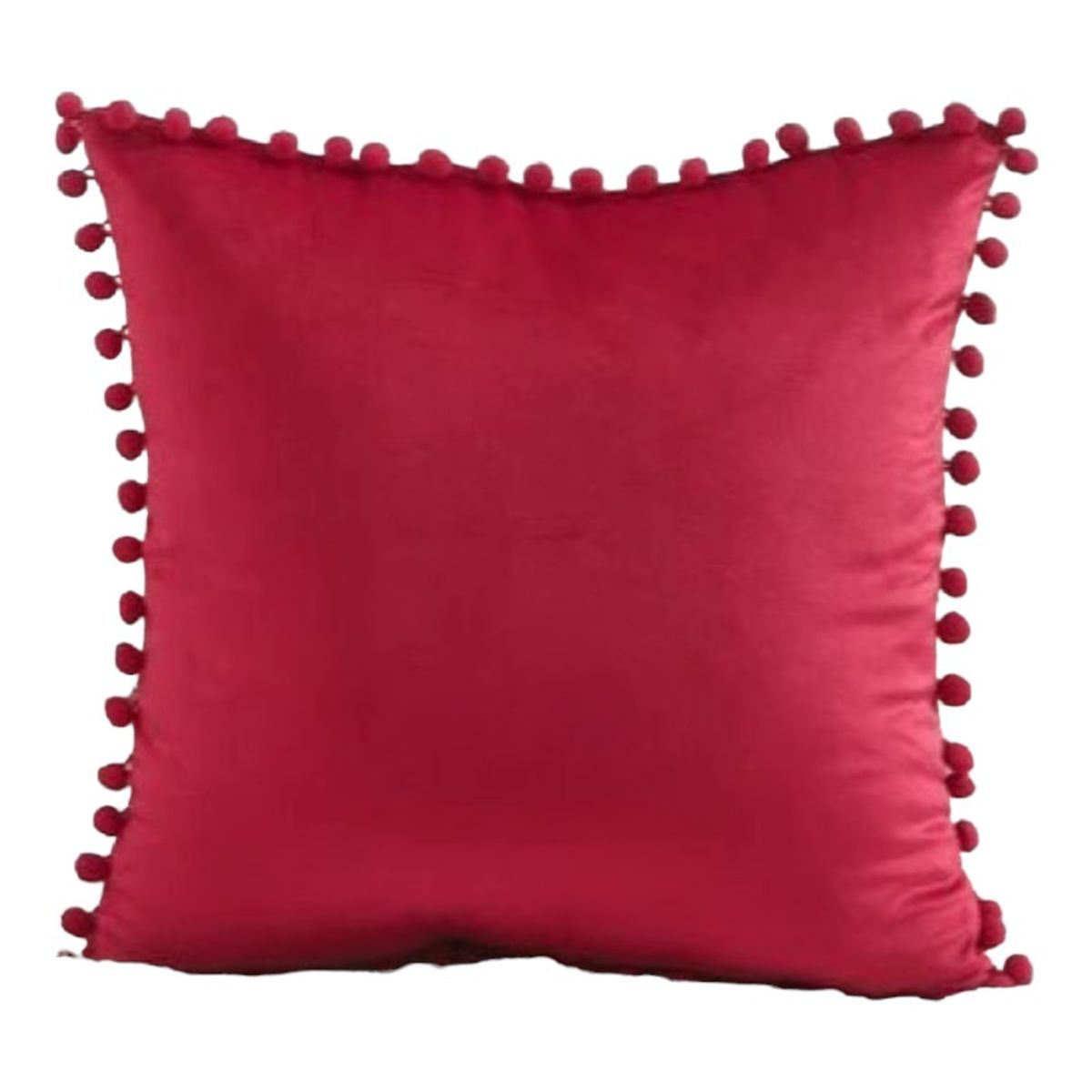 GENERICO - Pack 2 Funda Para Cojín Pompones 45x45 Burdeo
