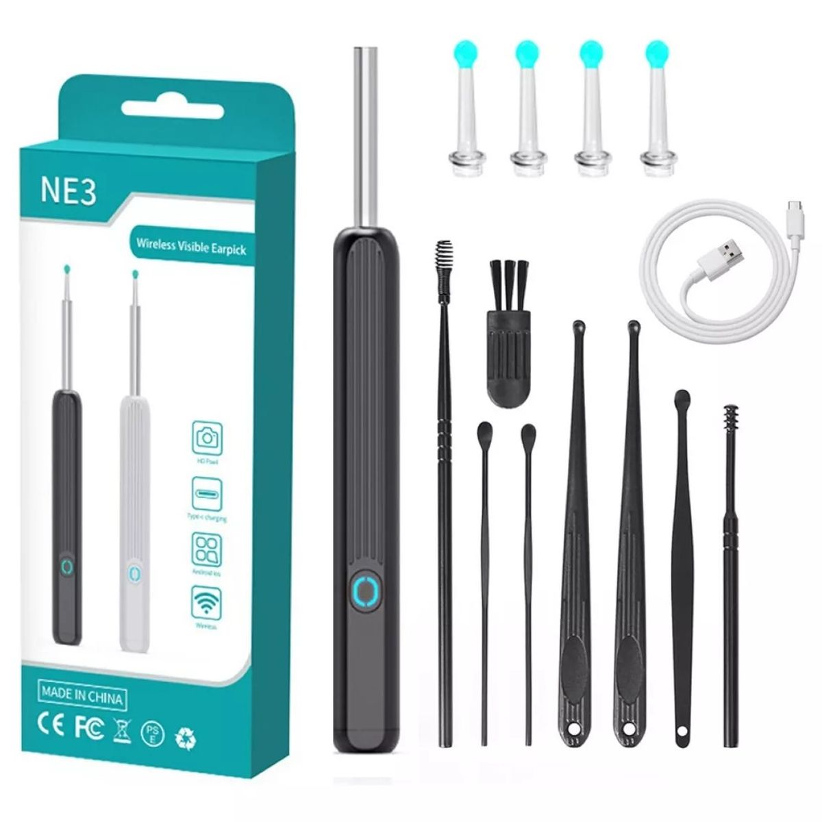 MUNDO MAGIA - Limpiador Oídos Cámara Hd Inalámbrica Recargable Endoscopio