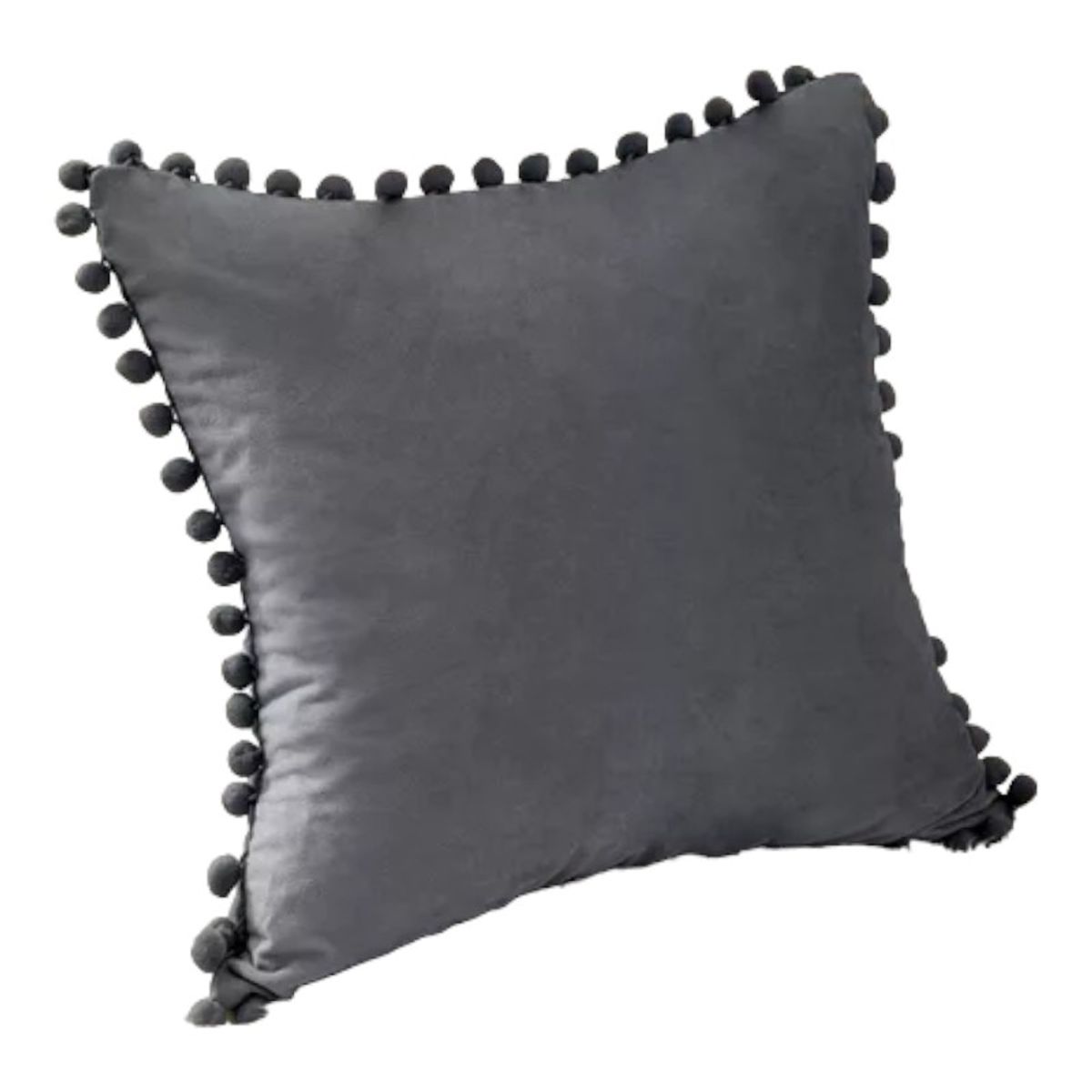 GENERICO - Funda Para Cojín Pompones 45x45 Gris 1 Und