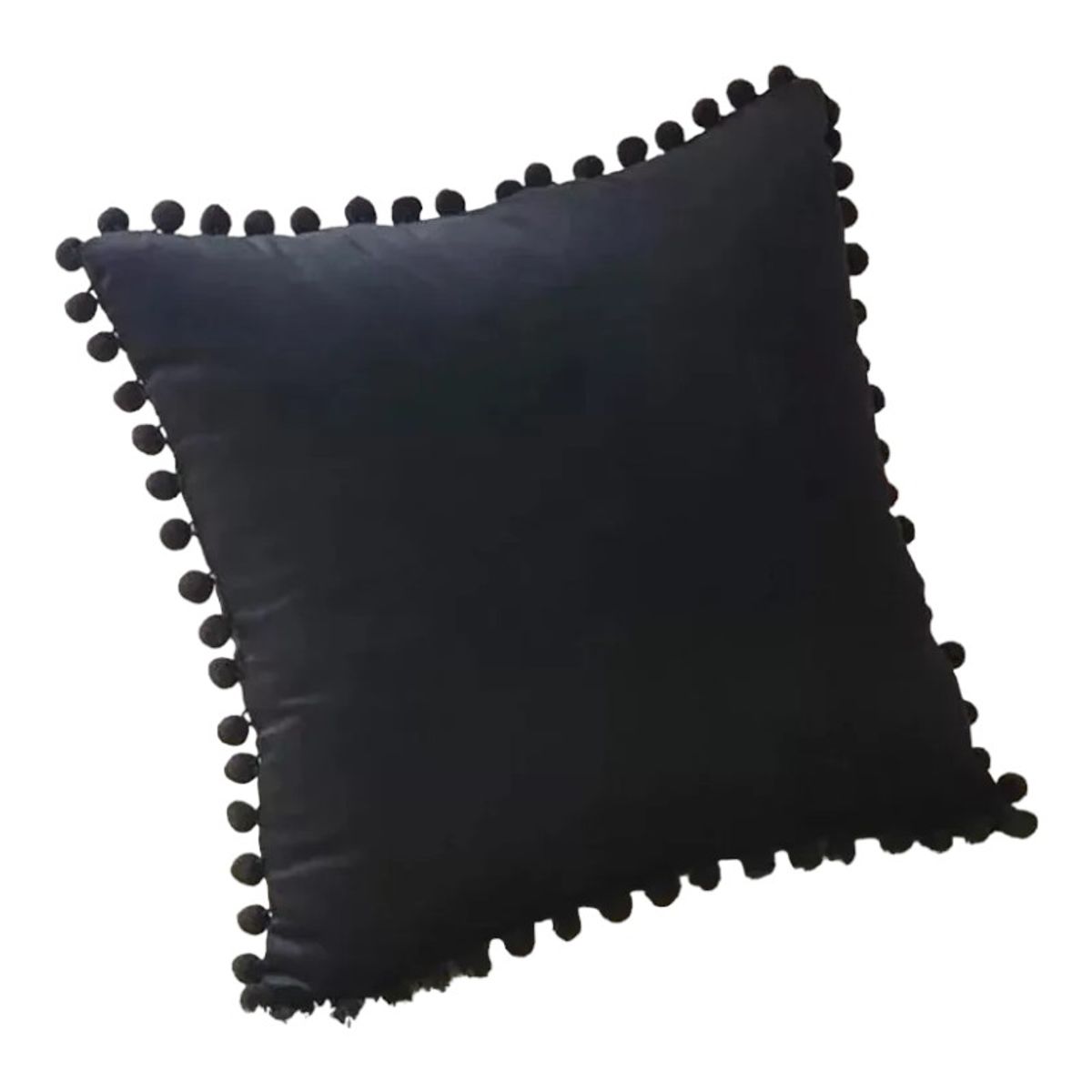 GENERICO - Pack 4 Funda Para Cojín Pompones 45x45 Negro