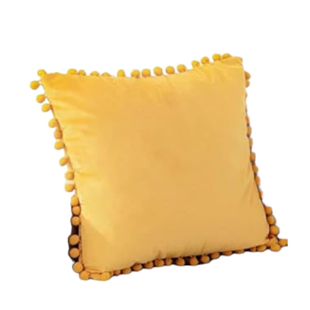 GENERICO - Funda Para Cojín Pompones 45x45 Amarillo 1 Und