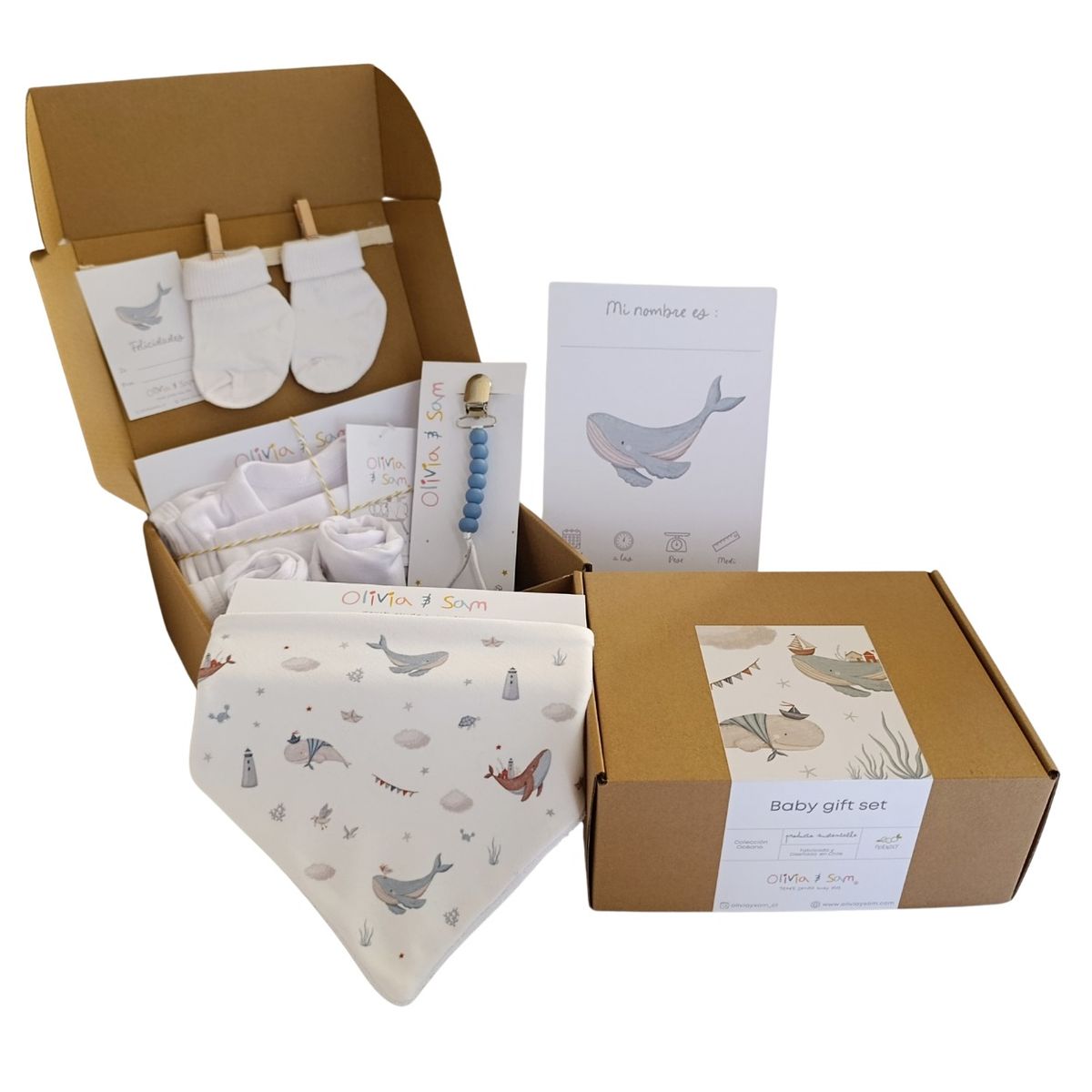 OLIVIA Y SAM - CAJA  REGALO BABY SHOWER OCEANO