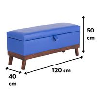 Banqueta con Baúl Incy Azul Eco Cuero 120x40x50 cm Máxima Design