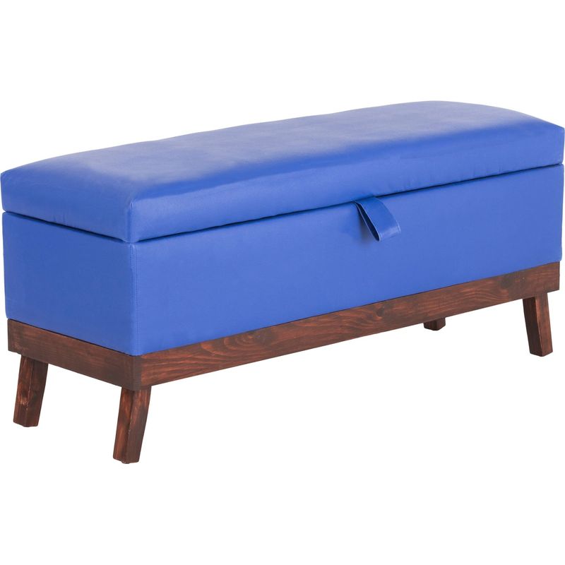 GENERICO - Banqueta con Baúl Incy Azul Eco Cuero 120x40x50 cm Máxima Design