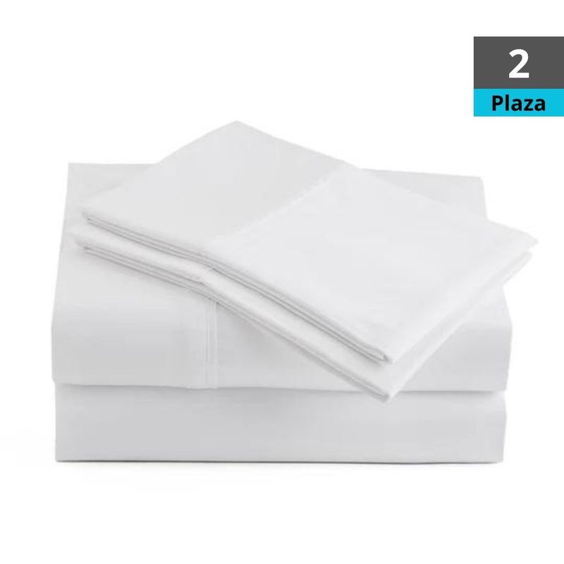 GENERICO - JUEGO DE SÁBANAS BLANCAS 2 PLAZAS