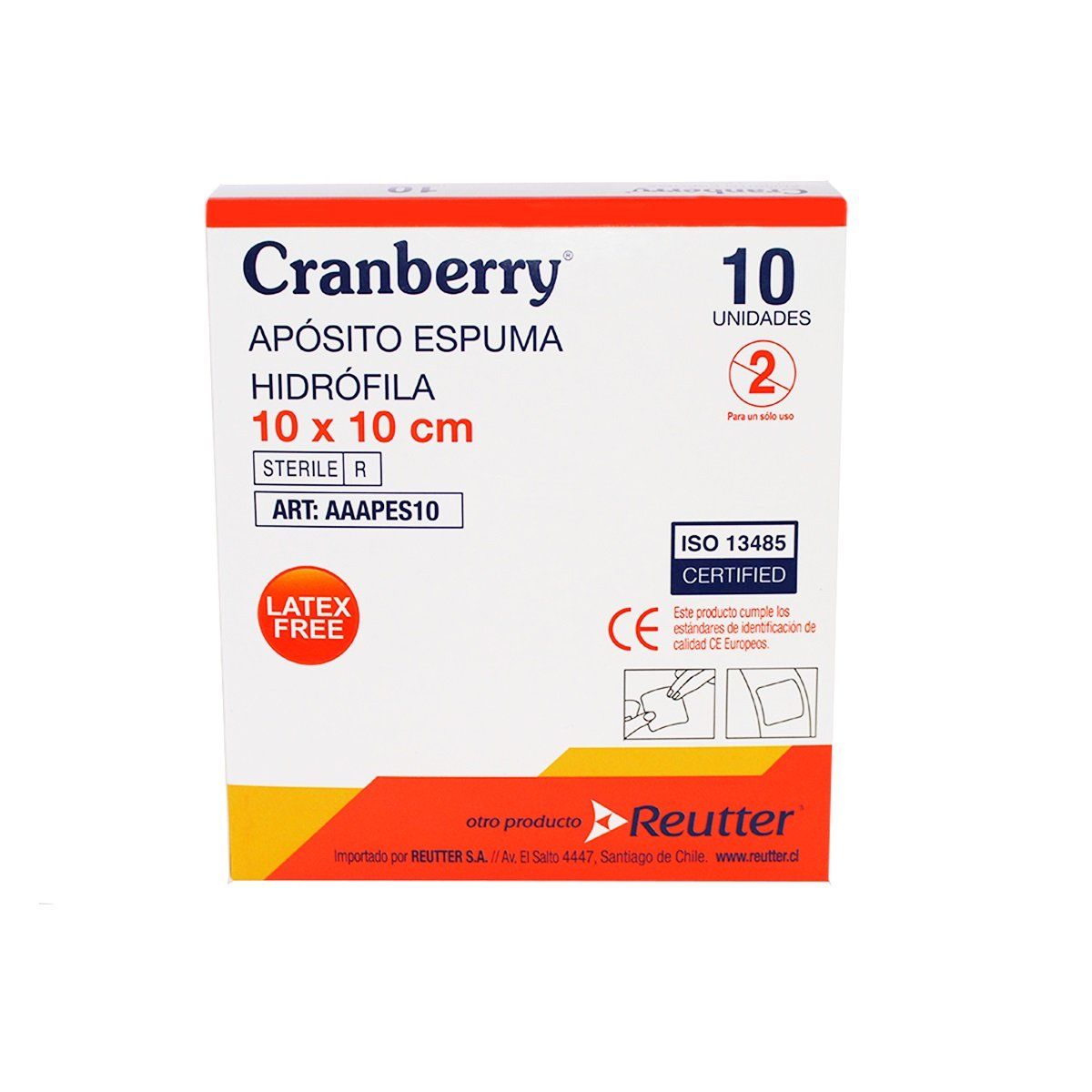 CRANBERRY - Apósito Espuma Hidrófila 10 X 10 Cranberry C/10 Unidades
