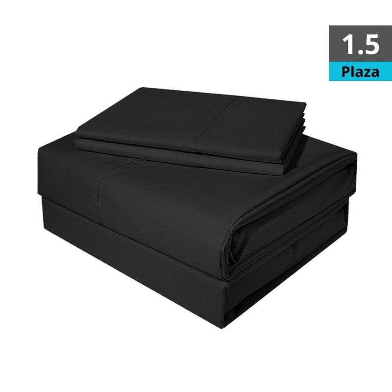 GENERICO - JUEGO DE SÁBANAS NEGRAS 1.5 PLAZAS