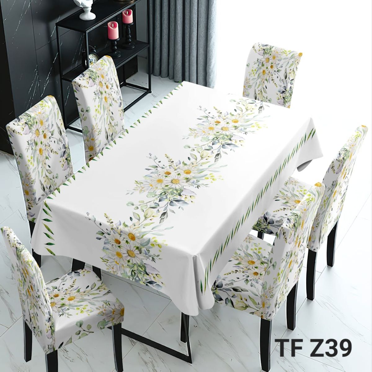 GENERICO - Mantel + 6 Fundas de silla Decorativo Living Cocina Diseño