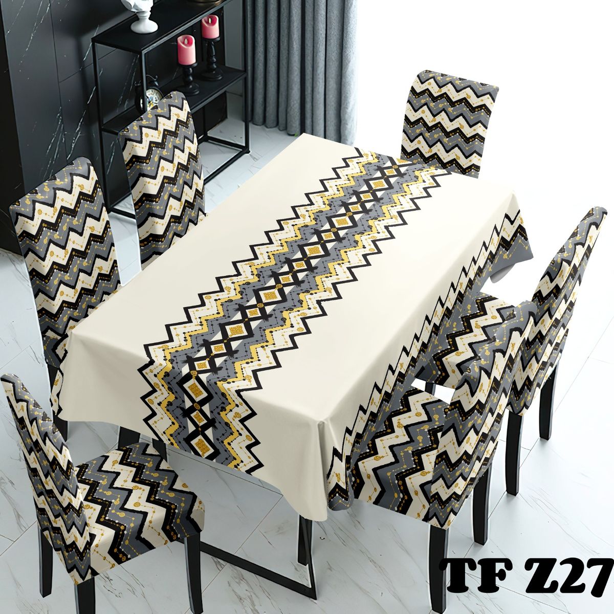 GENERICO - Mantel + 6 Fundas de silla Decorativo Living Cocina