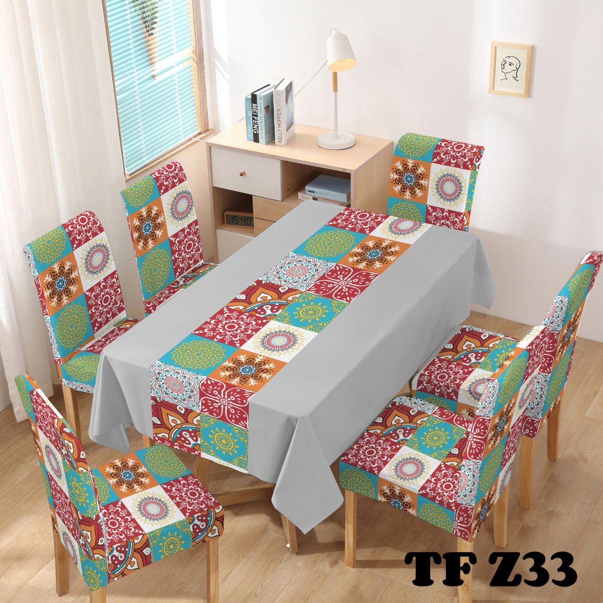 GENERICO - Mantel + 6 Fundas de silla Decorativo Living Cocina