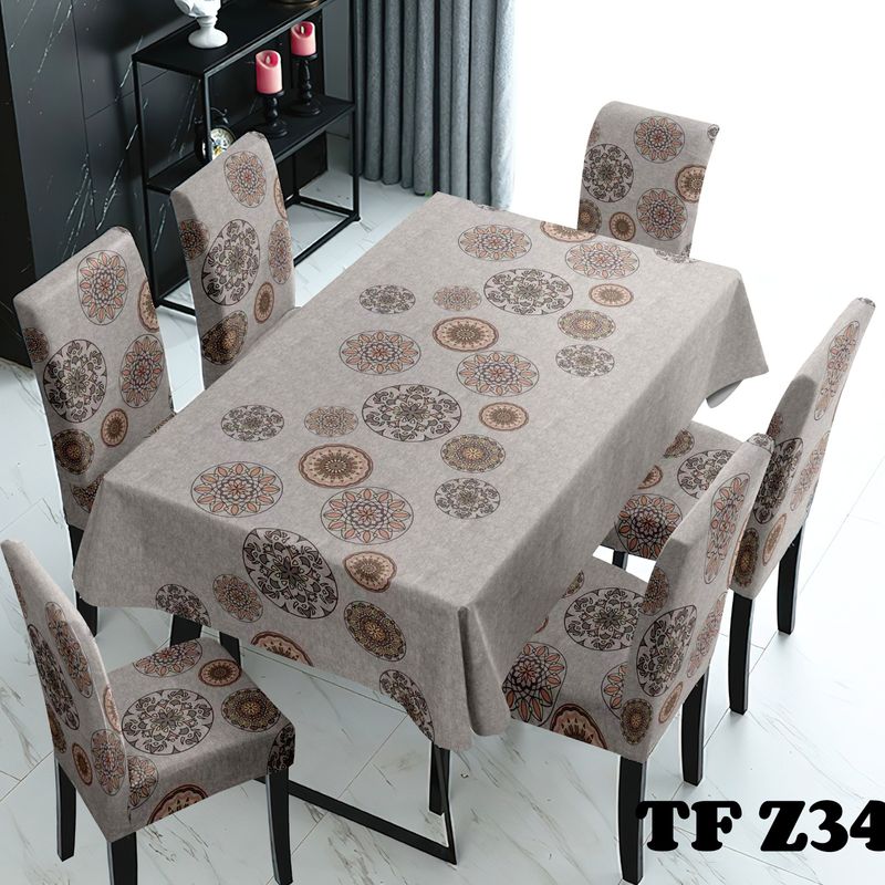 GENERICO - Mantel + 6 Fundas de silla Decorativo Living Cocina