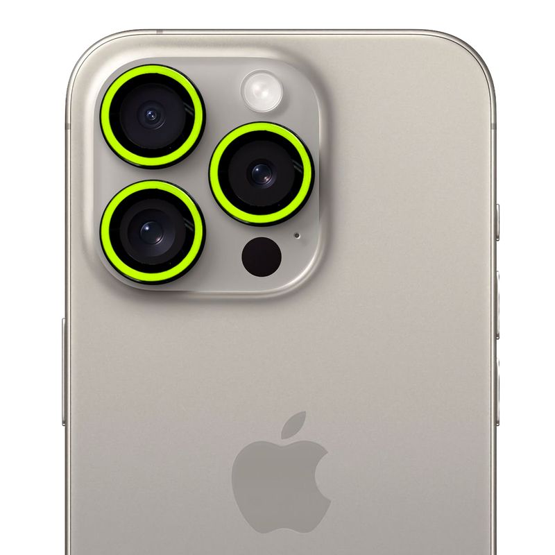 GENERICO - Protector de cámara modelo Neón para iPhone 12-12mini-12pro Verde Lima