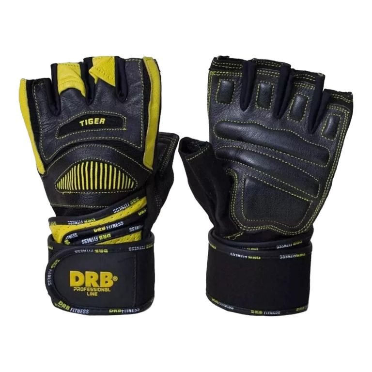 Guantes Pesas Gym Entrenamiento Gimnasio Tiger Pro Cuero Amarillo S
