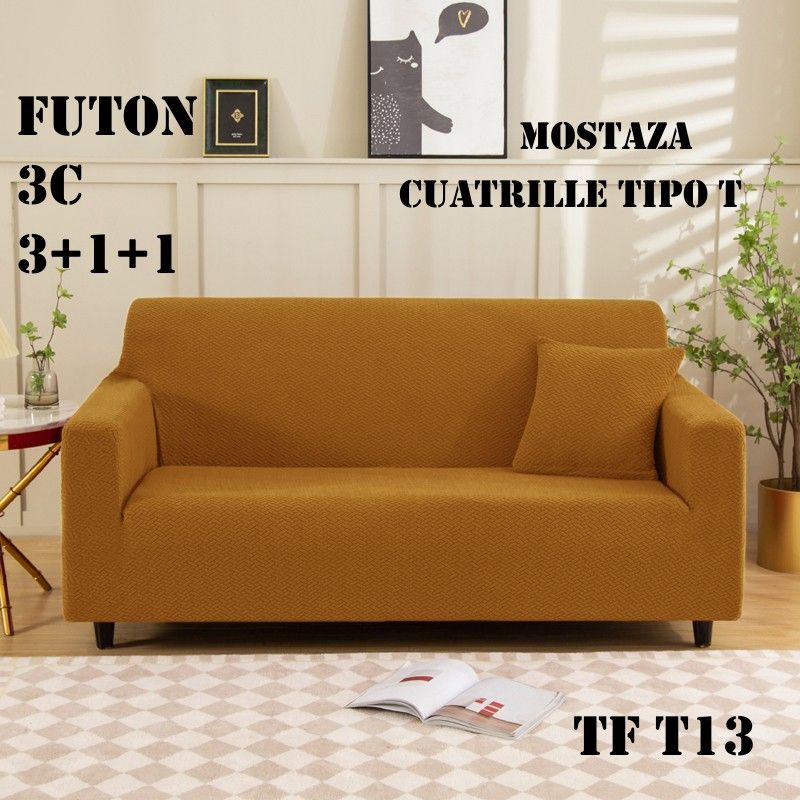 GENERICO - Cubre Sillon 3 Cuerpos texturizado Mostaza