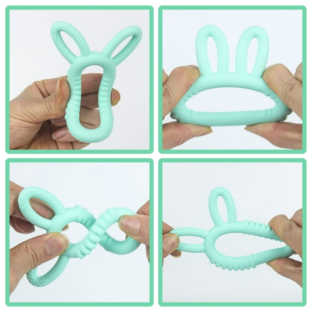 GENERICO - Mordedor diseño de conejito verde musgo