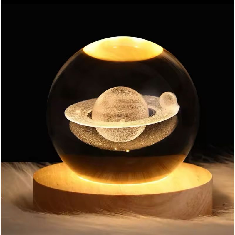 GENERICO - 3d Lampara De Noche Led Galaxia Bola Cristal SATURNO
