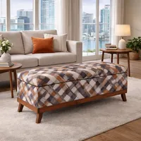 Banqueta con Baúl Incy Rombo-Café Felpa 120x40x50 cm Máxima Design