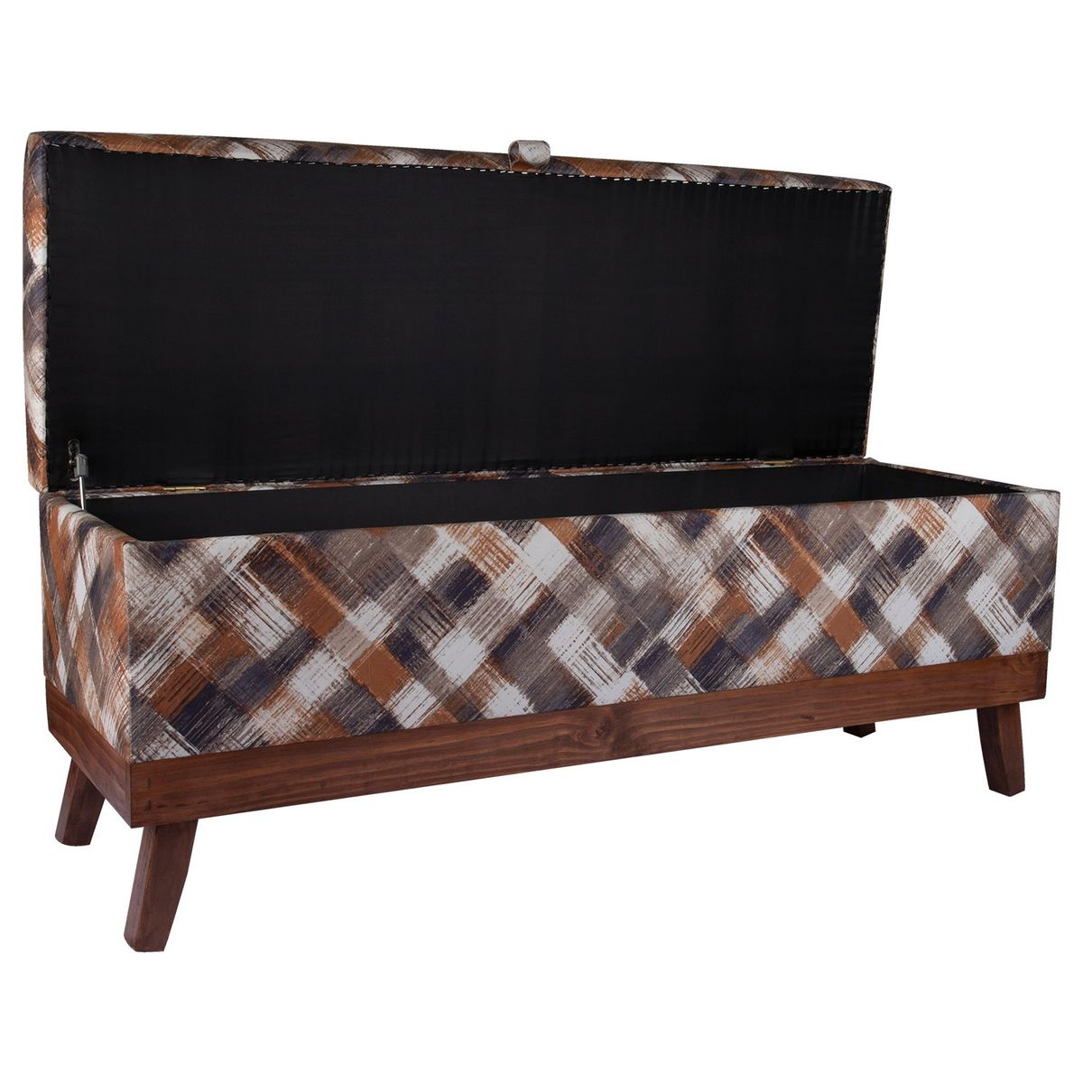 GENERICO - Banqueta con Baúl Incy Rombo-Café Felpa 120x40x50 cm Máxima Design