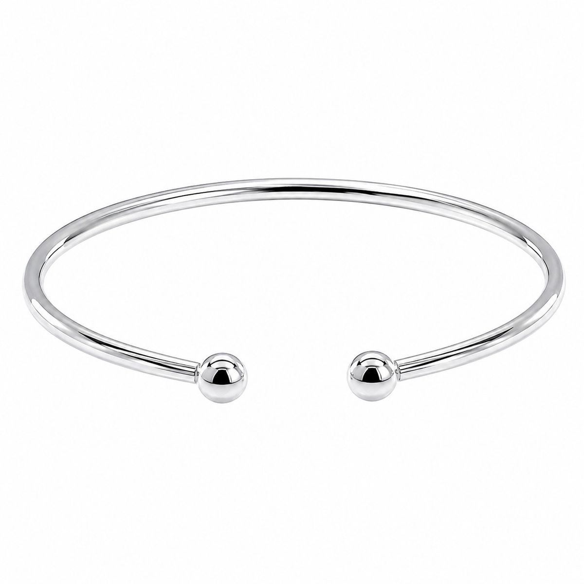 JOYAS MYTOKE - Pulsera Esclava Ajustable Dos Bolitas Plata Fina 925 Unisex