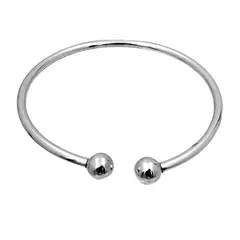 JOYAS MYTOKE - Pulsera Esclava Ajustable Dos Bolitas Plata Fina 925 Unisex