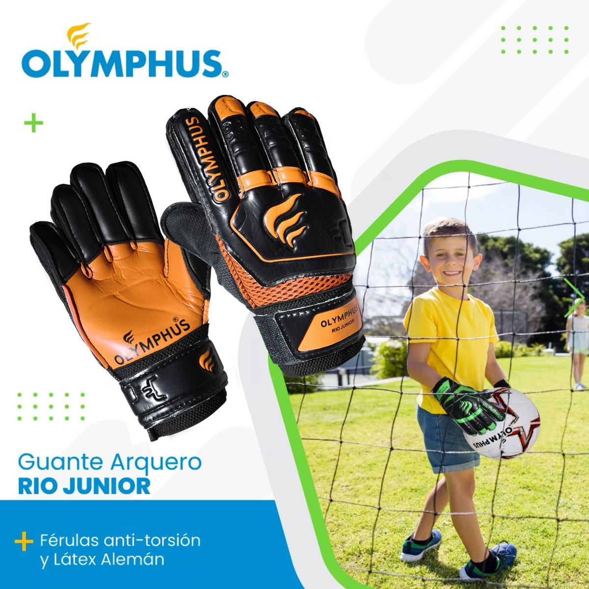 OLYMPHUS - Guantes Arquero Portero Infantil Con Ferulas Rio Olymphus