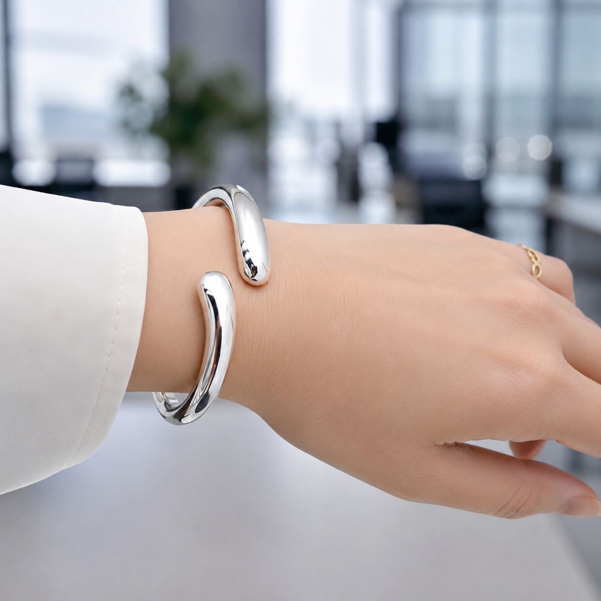 JOYAS MYTOKE - Pulsera Esclava Brazalete Mujer Ajustable Plata Fina 925