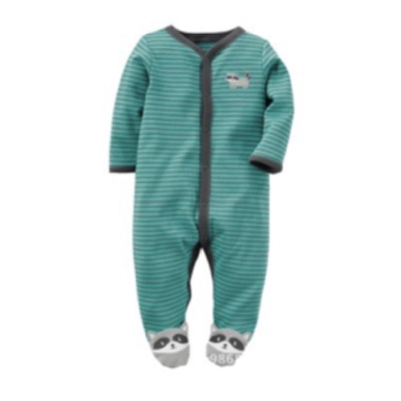 TEDMIMAK - pijama de algodon con botones niño mapache de 0 a 9 meses