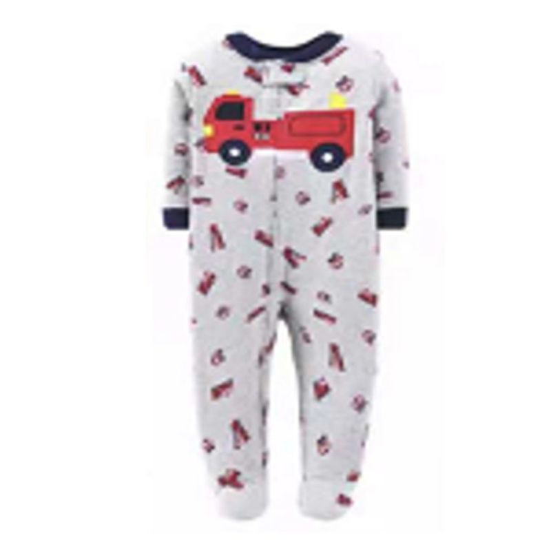 TEDMIMAK - pijama de algodon con cierre niño bombero de 0 a 9 meses