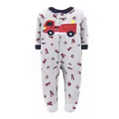 TEDMIMAK - Pijama de algodon con cierre niño bombero de 0 a 9 meses