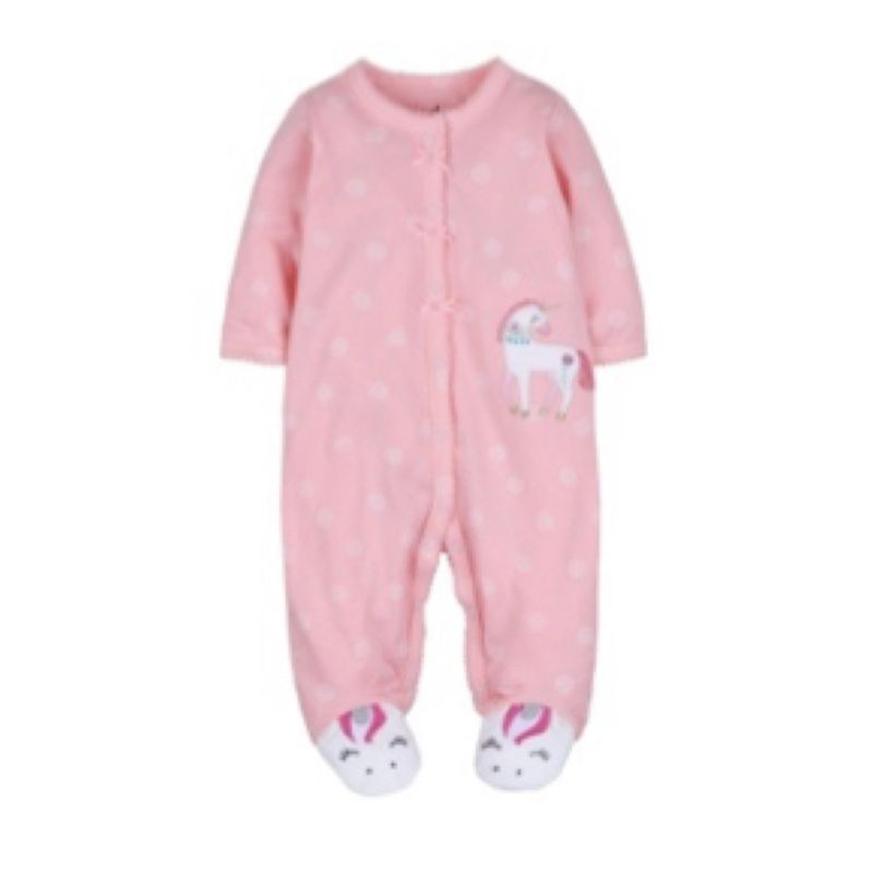 TEDMIMAK - pijama de algodon con botones niña unicornio puntitos de 0 a 12 meses