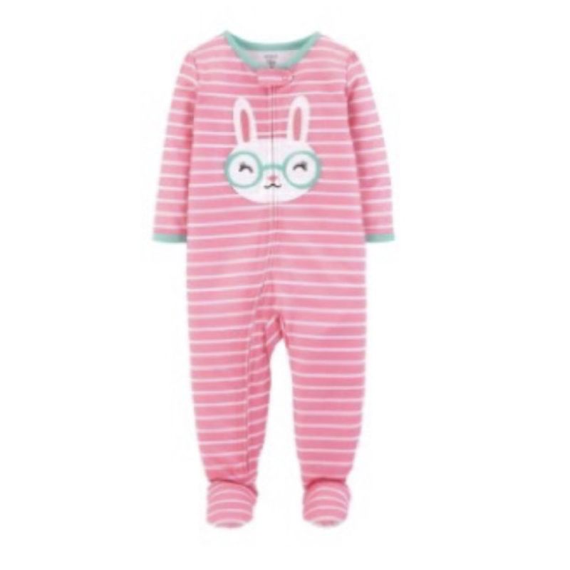 TEDMIMAK - pijama de algodon con cierre niña conejo de 0 a 12 meses