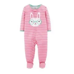 TEDMIMAK - Pijama de algodon con cierre niña conejo de 0 a 12 meses