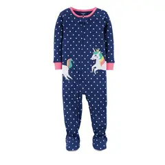 TEDMIMAK - Pijama de algodon con cierre niña rosado unicornio de 0 a 12 meses