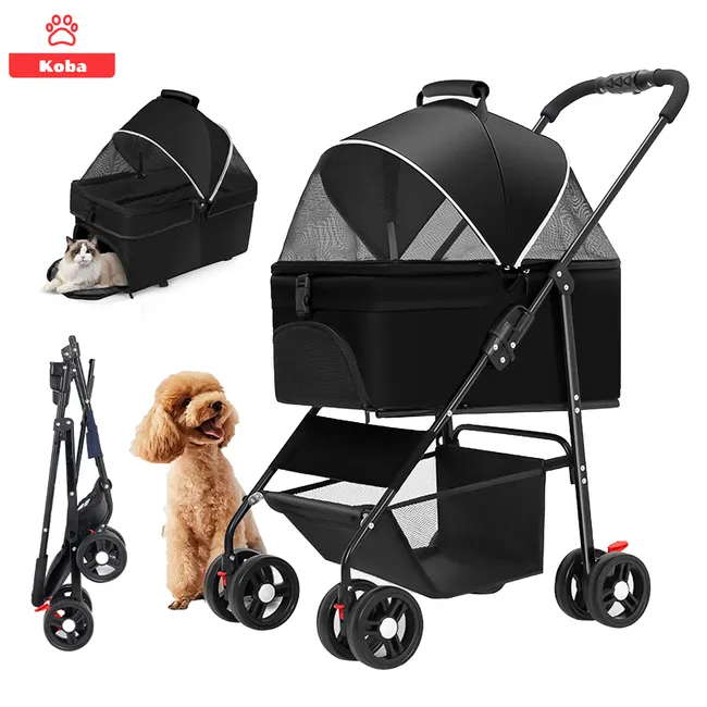 KOBA - Coche Mascota Paseo Plegable 3 En 1 Para Perros Gatos