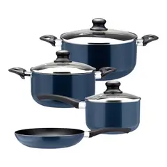 MARMICOC - Slide Batería De Cocina 7 Piezas Aluminio Azul Marino