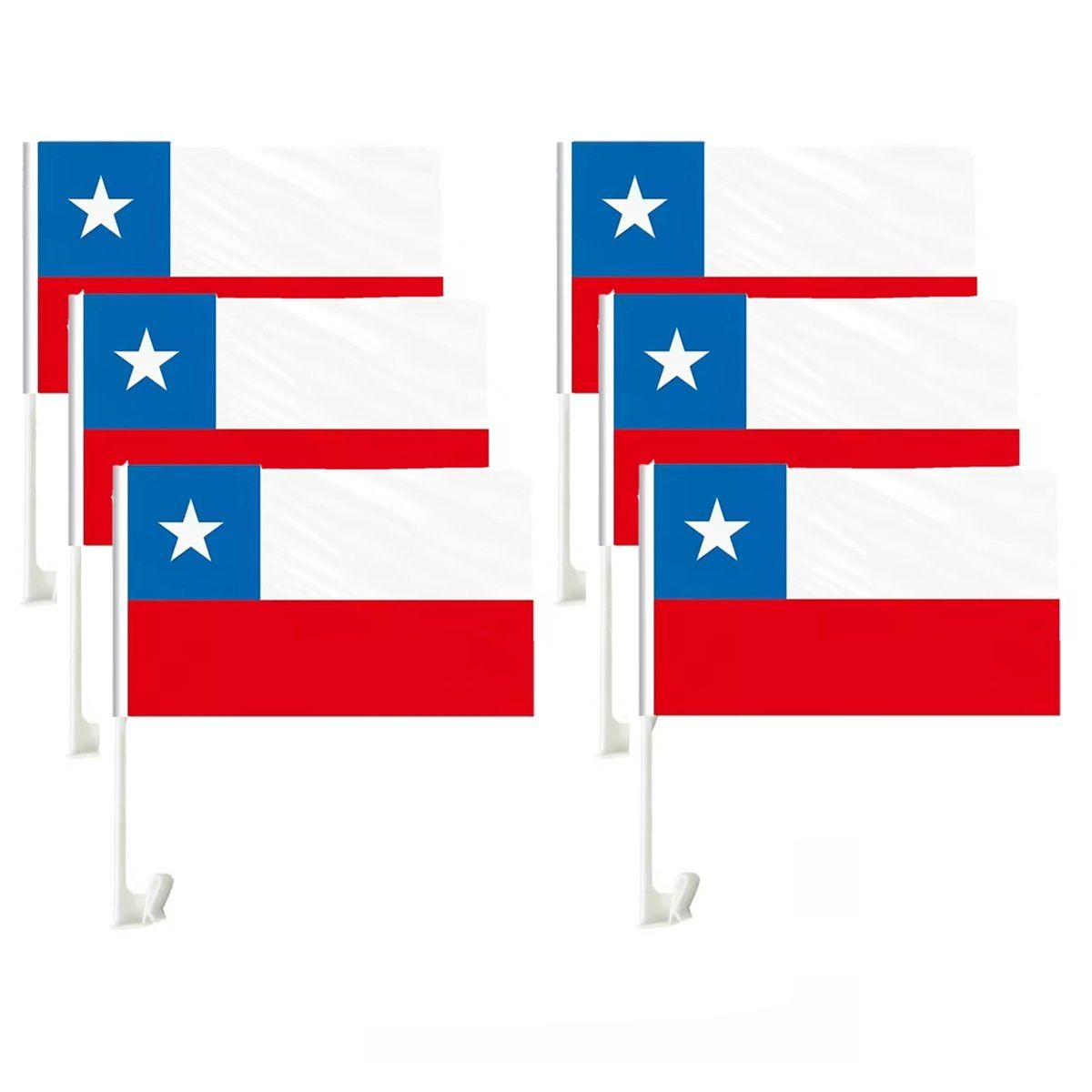 GENERICO - Pack 12 Banderas Chile Auto Fiestas Patrias Banderin 20x30cm