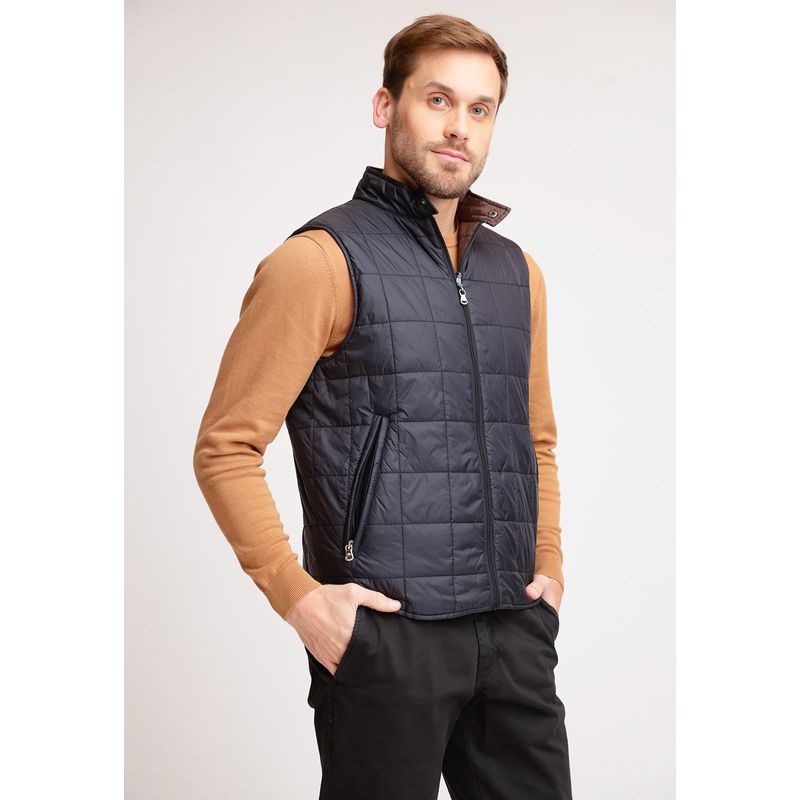 TRIAL - Parka Hombre Reversible Sin Mangas Slim Titania Negro/Café