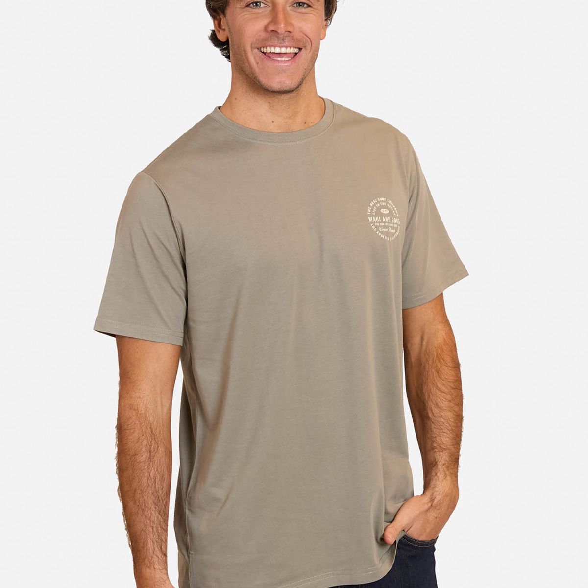 MAUI AND SONS - Polera MC Front Ly Café Hombre Maui And Sons