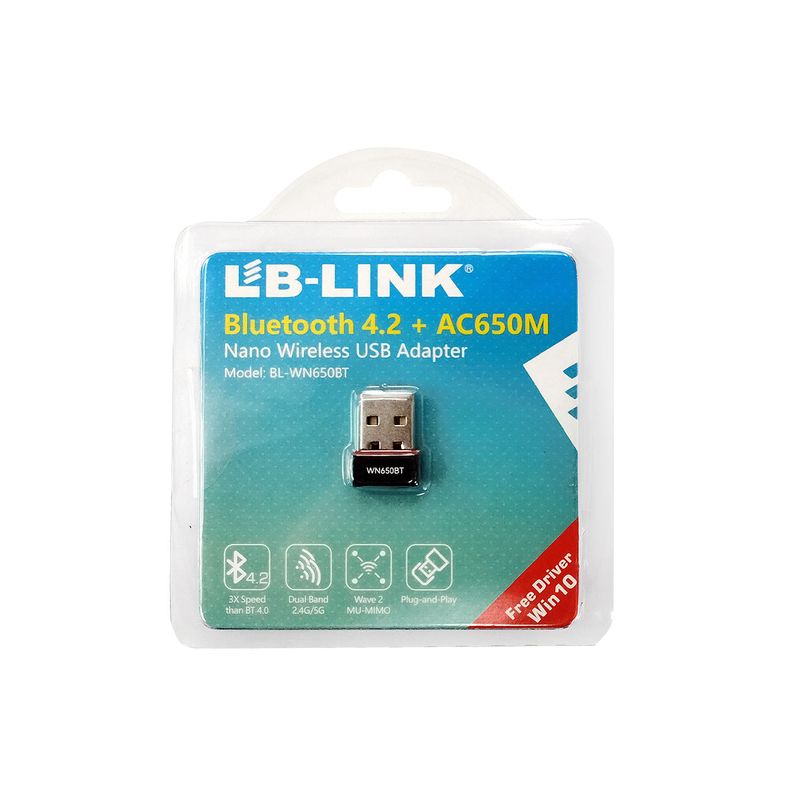 GENERICO - Adaptador USB WIFI 2 EN 1 Dual Band 650MBPS + Bluetooth 4.2