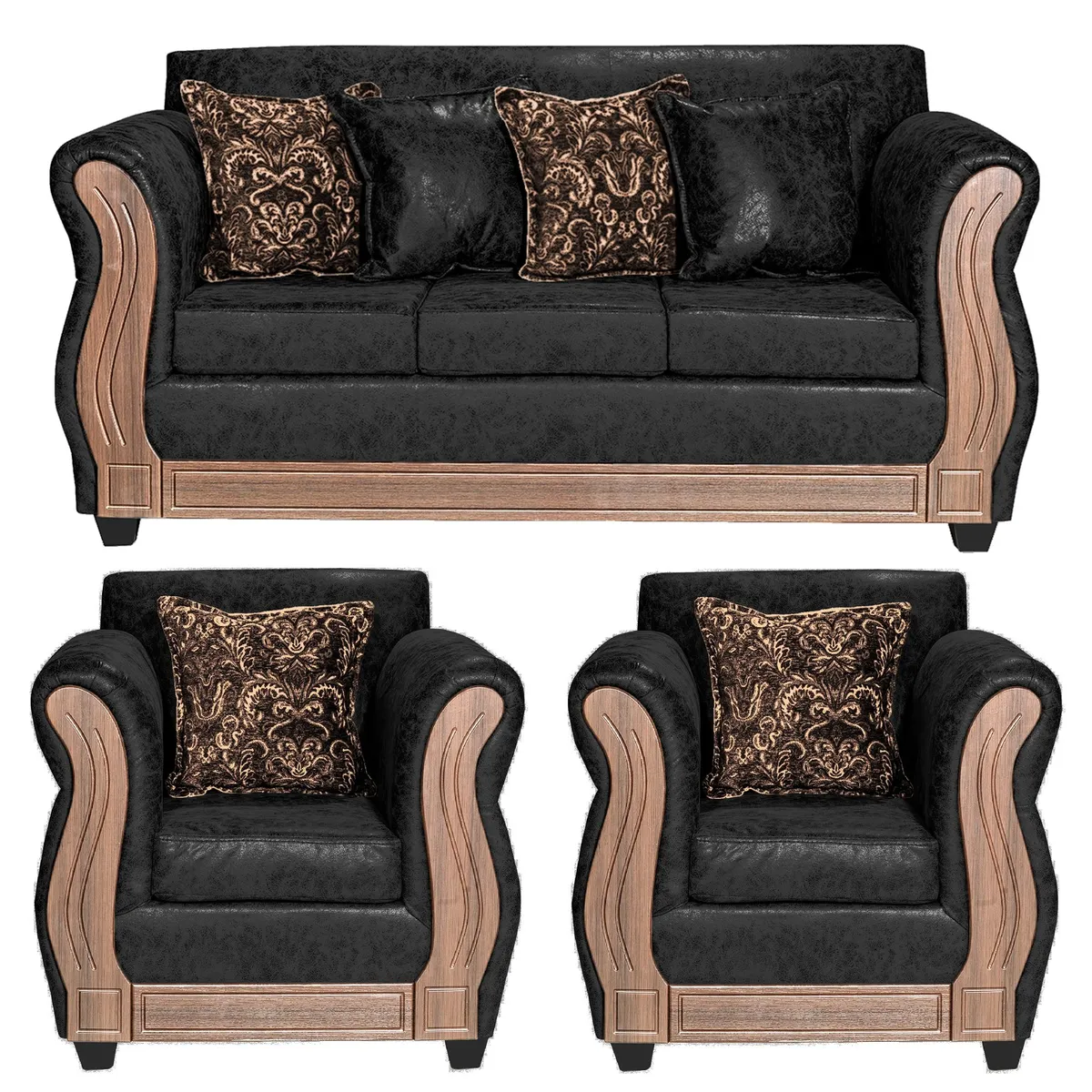 ADONIS LEUDH - Living 3+1+1 Caburgua Envejecido Negro X